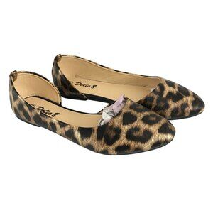 Delic8 Womens D'Orsay Flats Leopard Print Slip On Brown Size 6.5